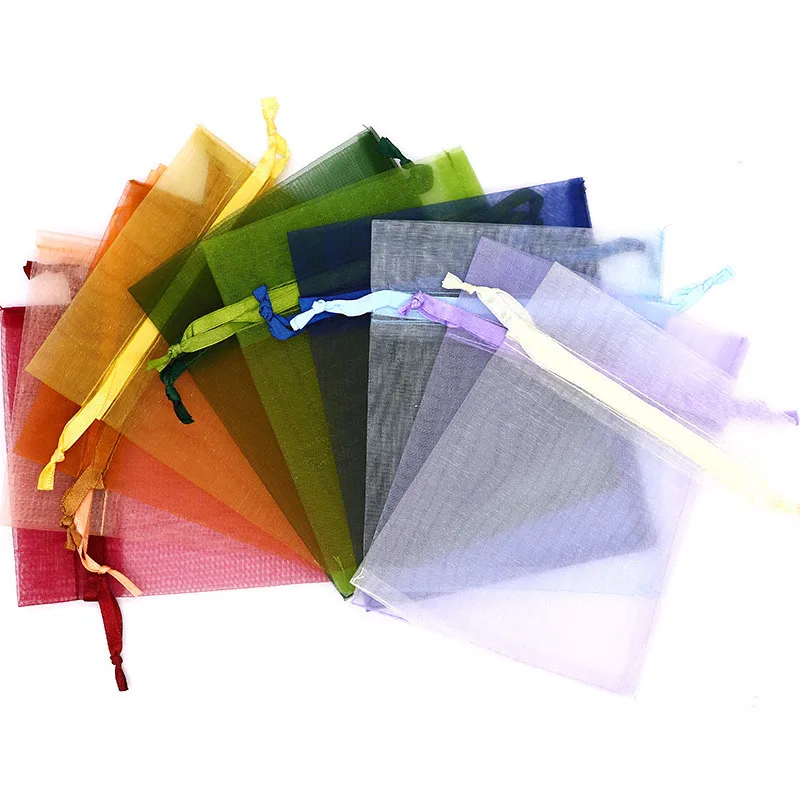 ##BUY 21 Colors 50pcs 7x9 9x12 10x15 13x18CM Organza Bags Jewelry Packaging Bags Wedding Party Decoration Drawable Bags Gift Pouches