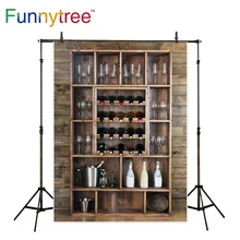 Funnytree фон для фотосъемки стеллажи винные бутылки очки деревянная стена алкогольный погреб барный напиток фон fotografia
