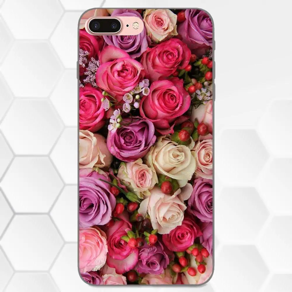 Мягкие ТПУ чехлы Капа для Apple iPhone 4 4S 5 5S SE 6 6S 7 8 Plus X XS Max XR Красочные розы