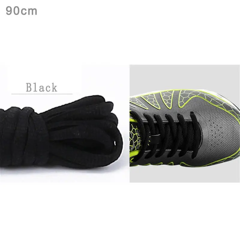3" 48" 5" серый синий зеленый красный желтый белый черный плоский полукруглый холст шнурки для кроссовок беговые шнурки - Цвет: Черный