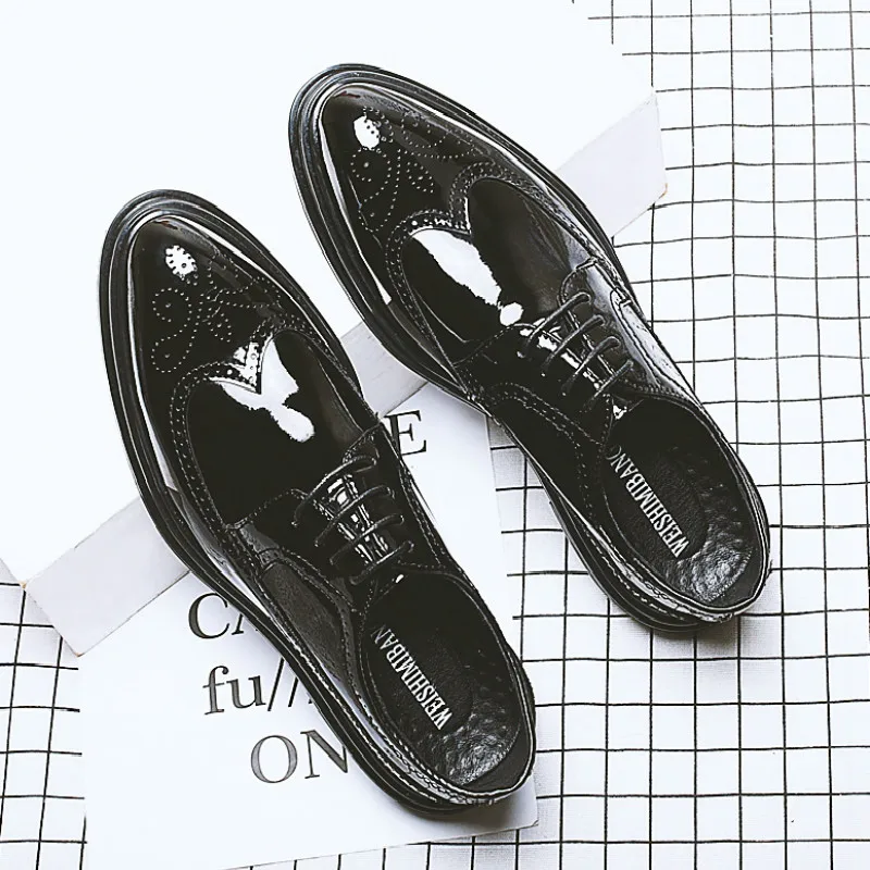 Hommes Brock Et Wool Noir Pointu Version Printemps Chaussures 2019 Robe De Formelle gris Marée D'hiver Verni Casual Cuir black Sculpté Foncé Coréenne kaki En Yasilaiya Add p0xAtt5w