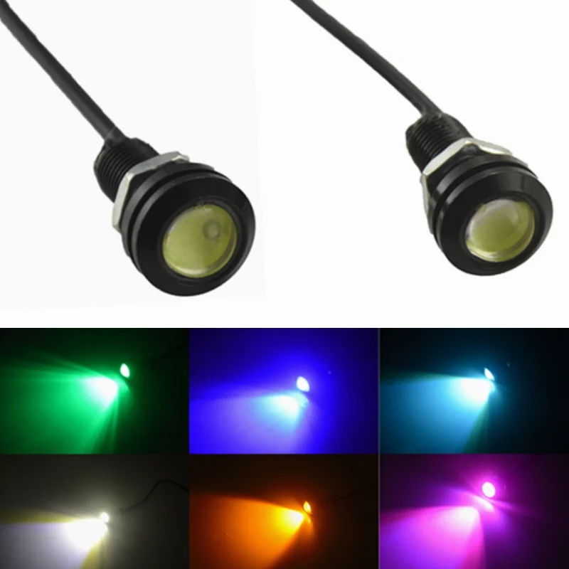 

Universal 2X 9W 18mm 12V White LED Eagle Eye Light Car Fog DRL Daytime Reverse Backup Parking Signal Green blue yellow pink