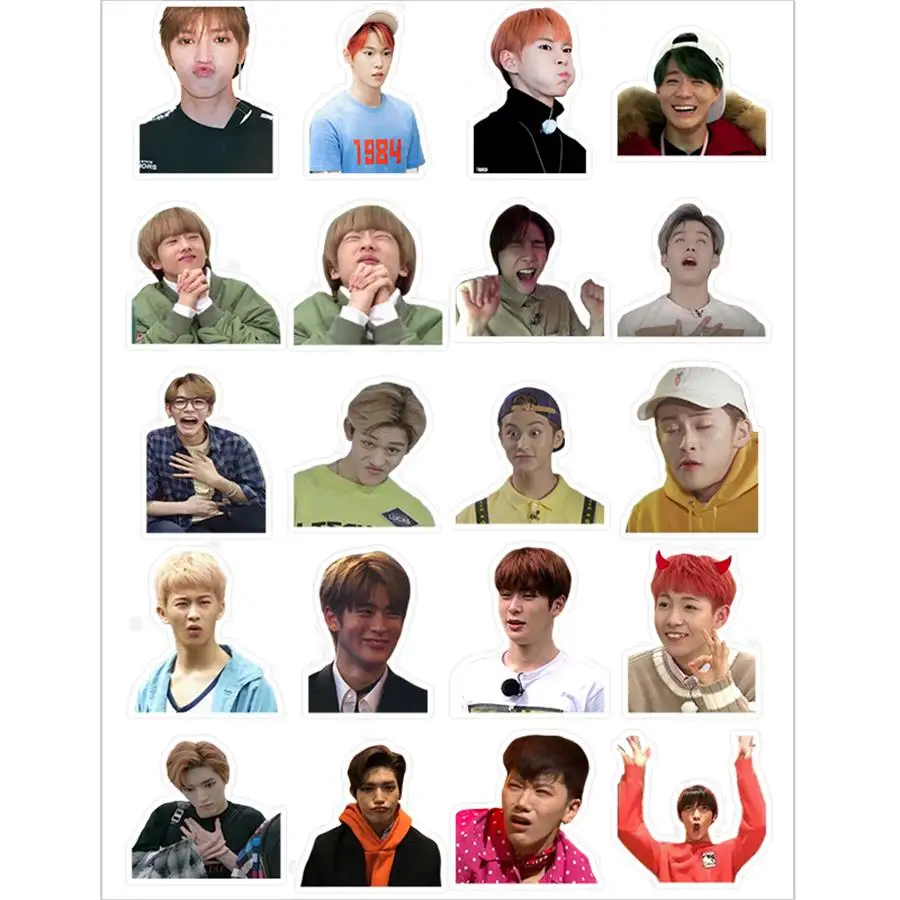 Kpop NCT 127 Taeyong Mark Adhesive Photo Sticker for Luggage Laptop Notebook Mobile Phone DongHyuck Funny Expression DIY Sticker