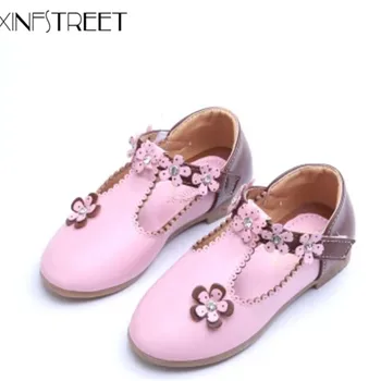 

Xinfstreet Flower Kids Girls Shoes Pu Leather Soft Children Princess Shoes Girls Size 21-36