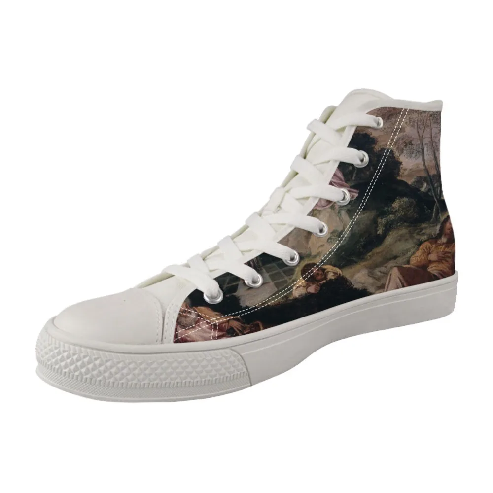 

Men Shoes High top Wihte Canvas Vulcanized Shoes for Male Breathable Lace-up Sneakers Painting Print Jacopo Robusti Tintoretto