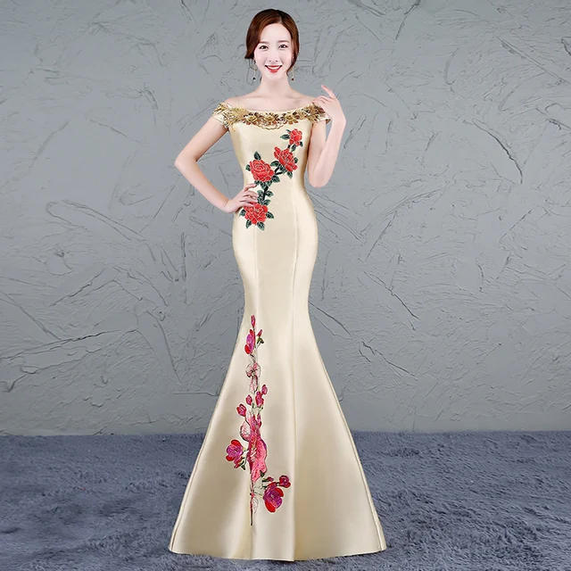 Buy 2017 Yellow Cheongsam Sexy Long Qipao Evening