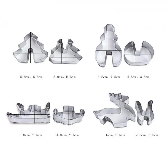8 шт./компл. рождественские украшения формы для печенья и бисквитов из нержавеющей стали Рождественская елка Снеговик сани лося помадка торт резак PAK55