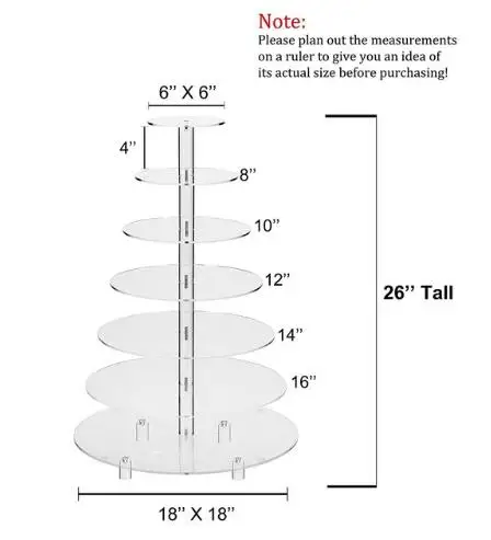 Cake Stand Wedding Birthday Party Details about 7 Tier Crystal Clear Acrylic Round Cup Cake Stand Tower Wedding Baby Shower
