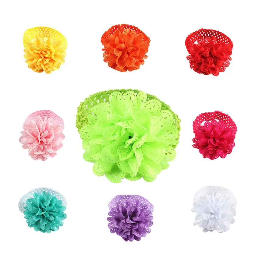 

High Quality 10 Colors Baby Girls Lace Flower Hairband Kids Baby Elastic Headband Dress Up Head band Levert Dropship Jan16