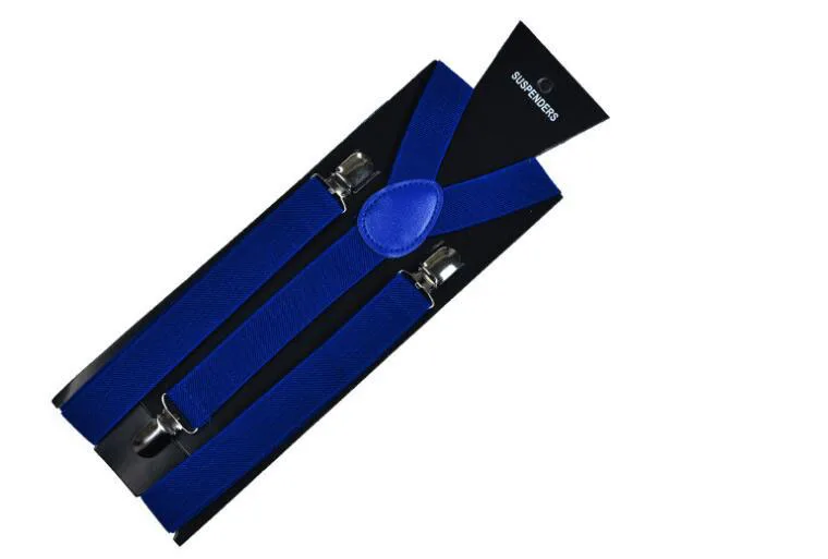 20 цветов эластичные кожаные подтяжки мужские 3 зажимы подтяжек винтажные мужские s женские подтяжки для брюк Свадебные подтяжки для юбки - Цвет: Royal blue