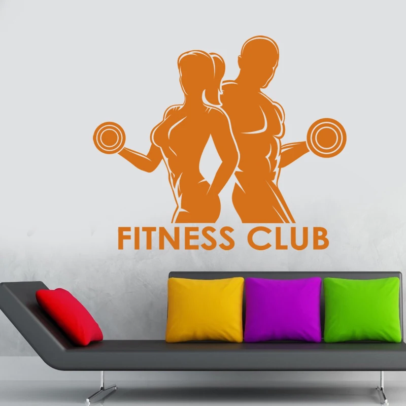 Fitness Club Decal Gym Sticker Body-building Dumbbell Posters Vinyl Wall Decals Pegatina Decor Mural Gym Sticker JXB001