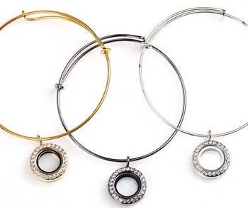 

10PCS/lot Mix Colors 20MM Glass Magnetic Floating Locket Expandable Wiring Bracelet Bangles