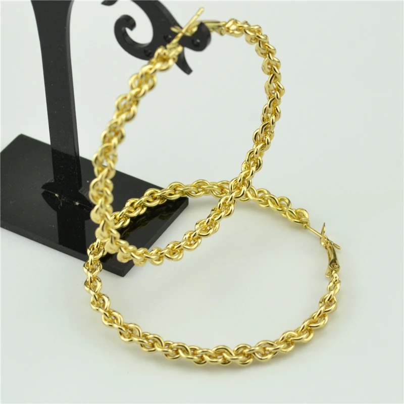 Топ популярная цепочка форма серьги-кольца для женщин большой круг золото серебро круглые модные ювелирные изделия Сексуальная Молодежная девушка