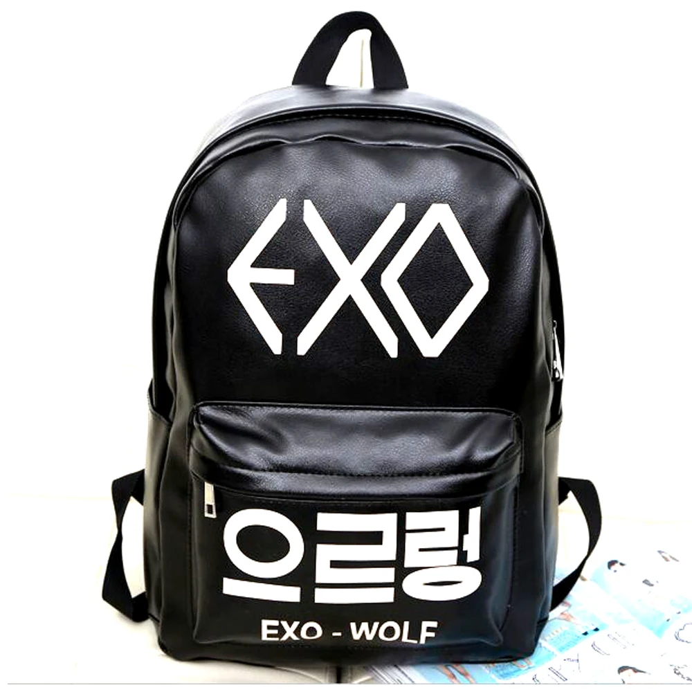 2017 New Korean KPOP PU School Boys Backpack Teenage Girls EXO Bags