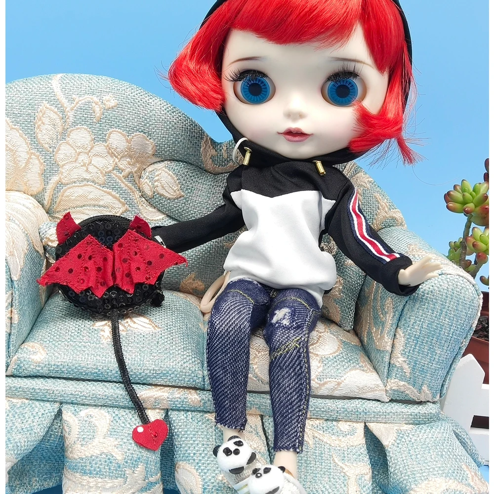 BJD Кукла одежда подходит 26 см 1/6 Bjd кукла классический белый черный Свитшот Сумка