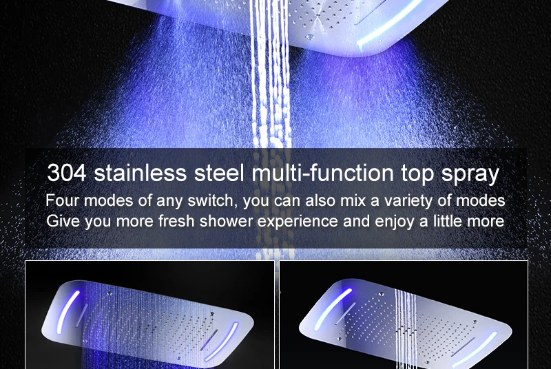 5 Function Shower System Thermostatic Faucets Embedded Ceiling Remote LED Shower Head 420710mm Mist Waterfall Shower (7)