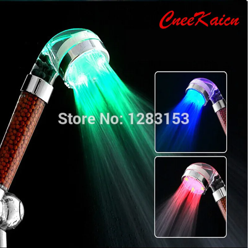 LED color shower head water saving heads Temperature Control Romantic