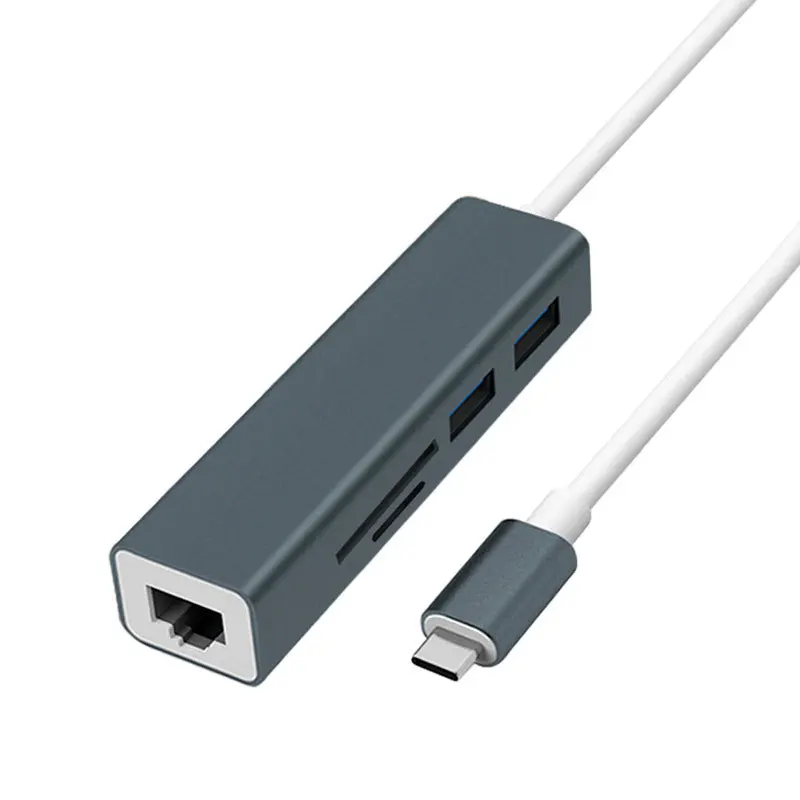 EASYA оптовая продажа USB C концентратор к Rj45 адаптер 100 Мбит/с портами USB 3,0 TF SD Reader слот для Macbook pro USB-C 20 шт./лот