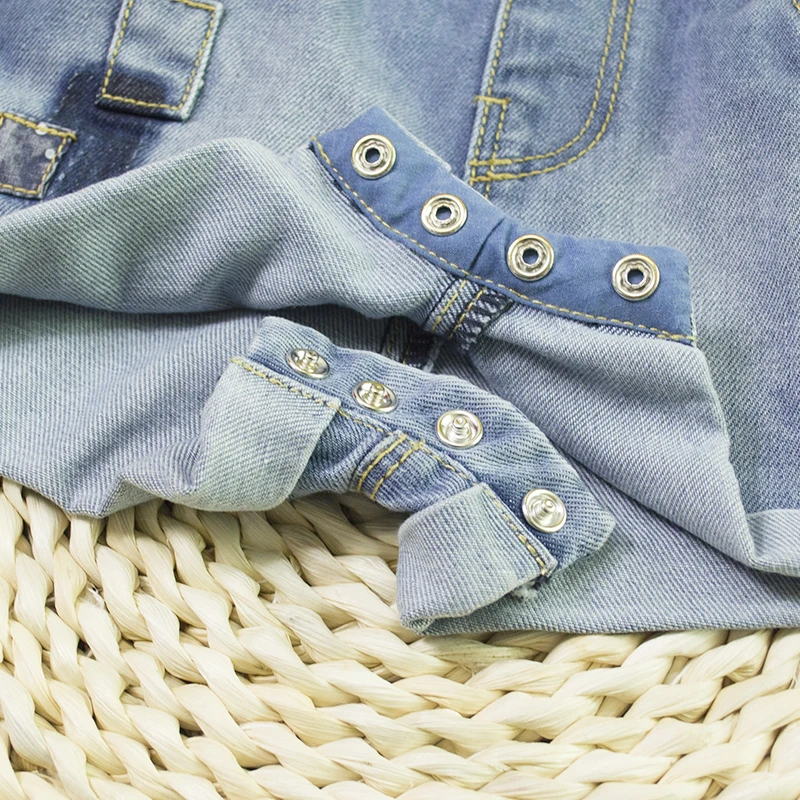 HSID1701007--10Infant Denim Jumpsuit Toddler Boy&Girl Suspender Jeans Shorts Kid Rompers Bodysuit Pocket Straps Patchwork Cuffed Baby Clothing