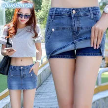 2017 Summer Sexy Women Middle Waisted Mini Fake Two Pieces of Denim Shorts Slim Fit Denim Jeans Solid Color Lady Jean Hot Shorts 2017 Summer Sexy Women Middle Waisted Mini Fake Two Pieces of Denim Shorts Slim Fit Denim Jeans Solid Color Lady Jean Hot Shorts