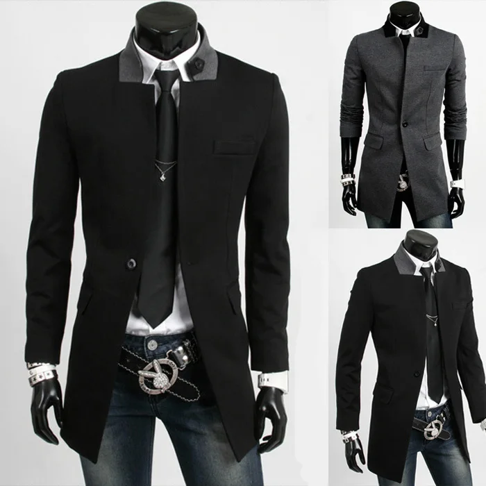 Купить Продажа мужчин официальный костюм пиджак длинный черный пиджак ...
