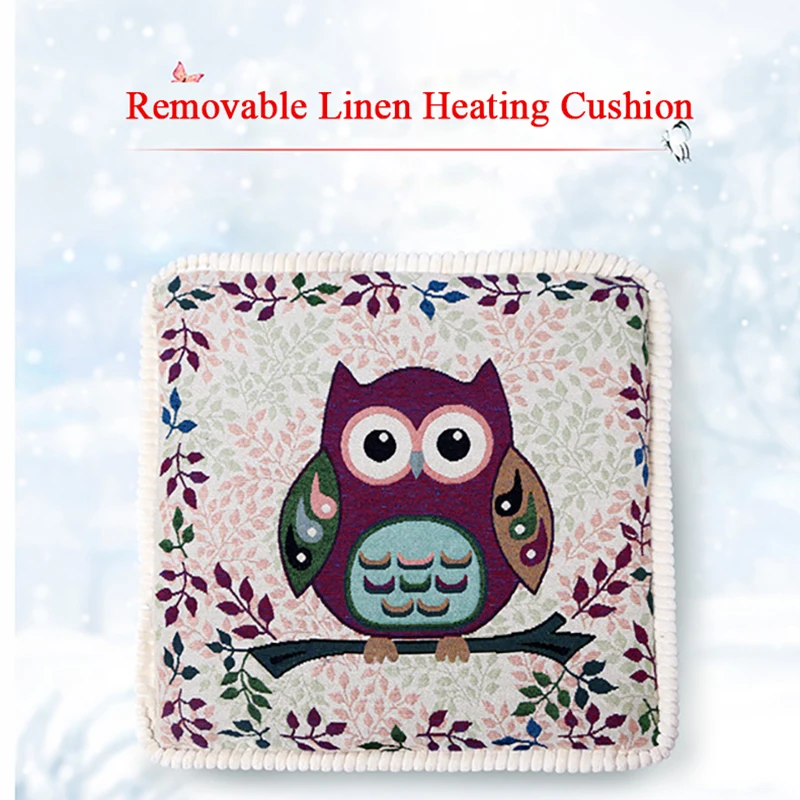 

220V Electric Heater Removable Linen Heating Cushion Office Electric Heating Pad Small Electric Blanket Cushion 47X47CM