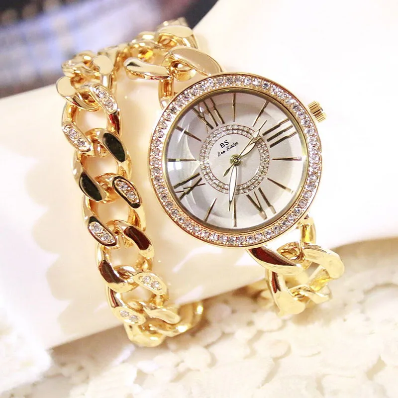 Роскошные женские часы со стразами Известный Топ бренд элегантное платье кварцевые часы женские наручные часы Relogios Femininos Saat ZDJ05 - Цвет: Gold