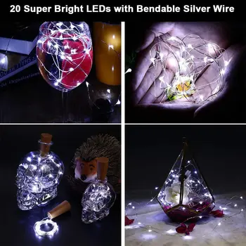 

Cork Light for Wine Bottle Wine Bottle Lights 12 Pack 6.5ft 20 LED Wine Cork String Light for Glass Mason Jar Fairy Light