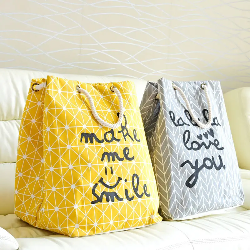 

35cm*33cm*48cm Hot Sale Cotton Linen Fabric Laundry Basket Storage Bag Big Capacity Foldable Dirty Clothes Storage Basket