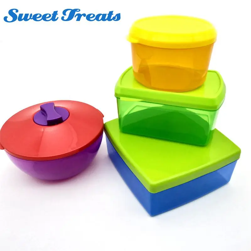 

Sweettreats 4 pcs Fit & Fresh Healthy Lunch Reusable Container Kit with Ice Packs