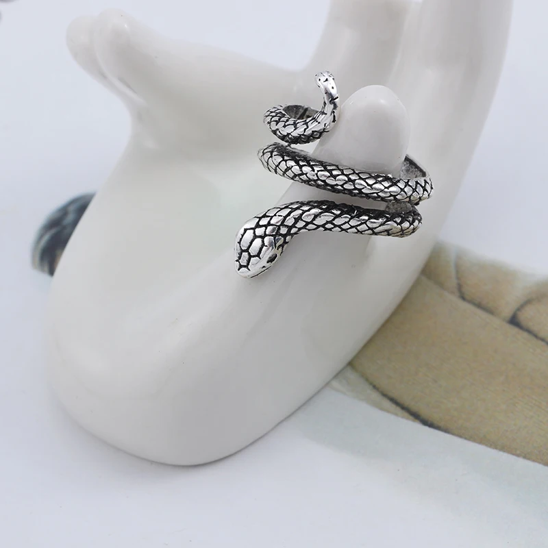 Vintage Antiguo Plata Plateado Anillo Mujer Hombre Retro De Aleación Serpiente Anillo Abierto 、 Pop