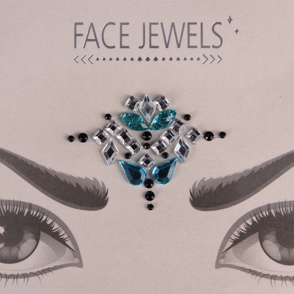 1PC Temporary Tattoo Sticker Fashion Crystal Acrylic Resin Forehead Eyes Face Jewels Decor