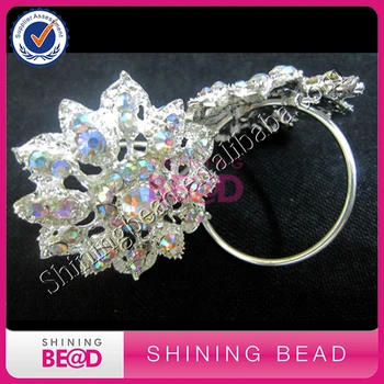 

50pcs/lot+AB color Gold Flower Rhinestone Napkin Ring For Wedding Dinner Table Decoration