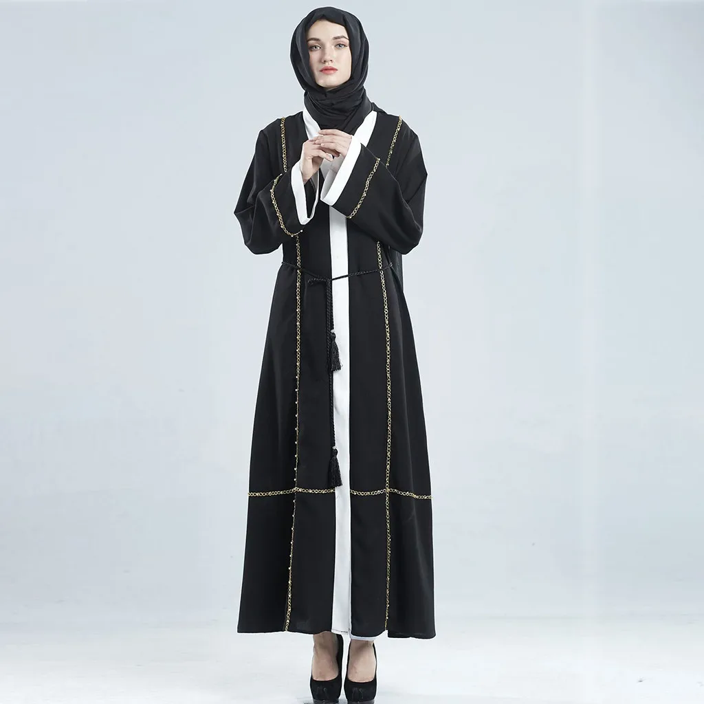 

Fashion Adult Dubai Style muslim dress women Open Front Kaftan Abaya Muslim Cardigan Jilbab Prom Gown Dress Ramadan Arab Clothes