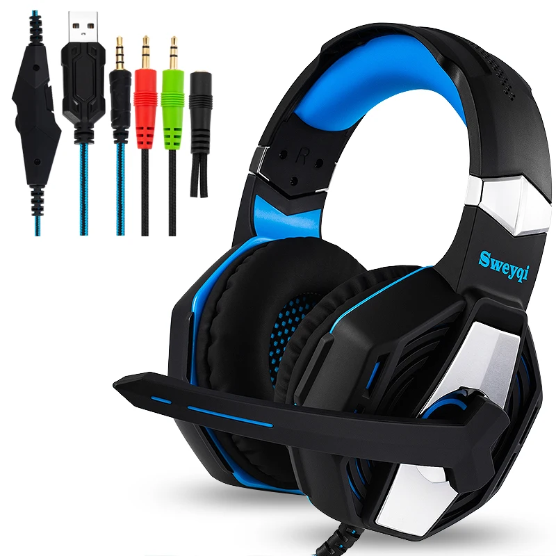 Skup Sweyqi A701 gamingowy zestaw słuchawkowy do konsoli Xbox one PS4 PC redukcja szumów na ucho słuchawki z mikrofonem miękkie nauszniki Bass Surround