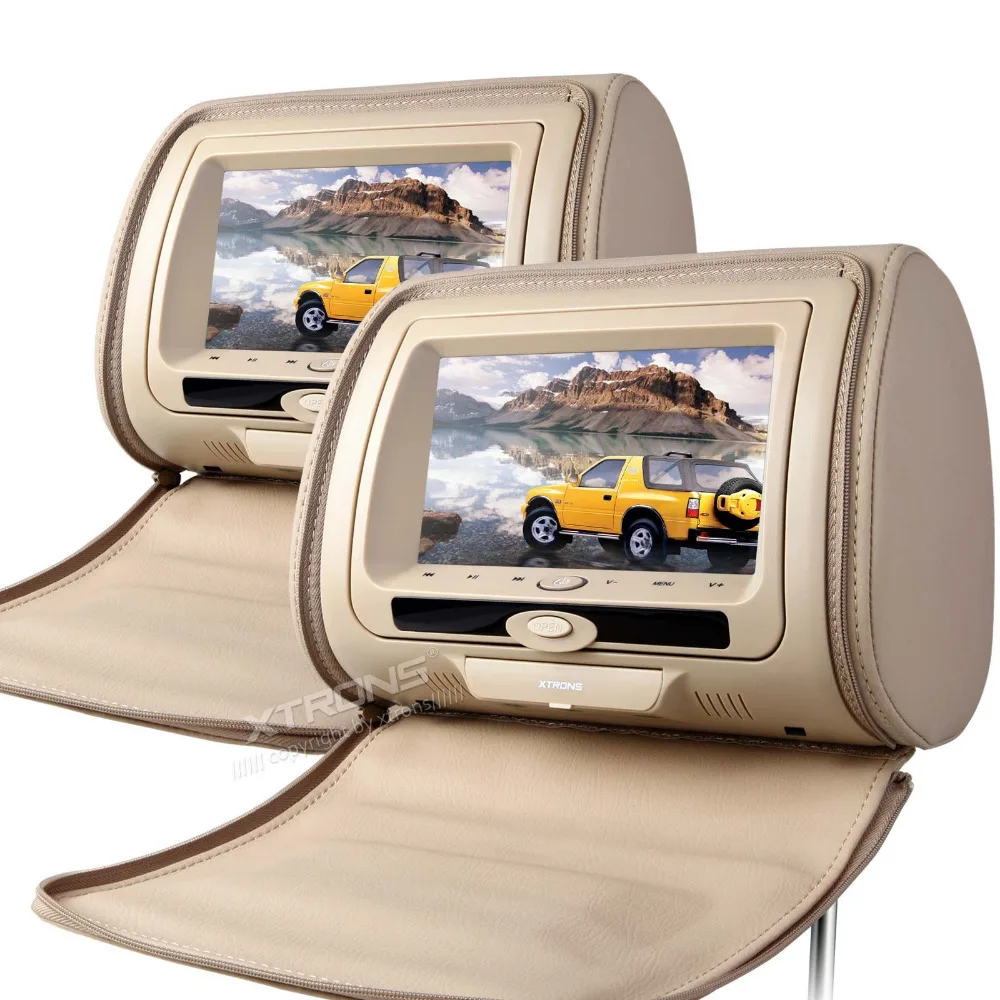 Best 2x7" Beige Color (Black & Grey Optional) Headrest Car DVD Car Headrest Monitor with DVD Buit-in IR& FM Transmitter 0