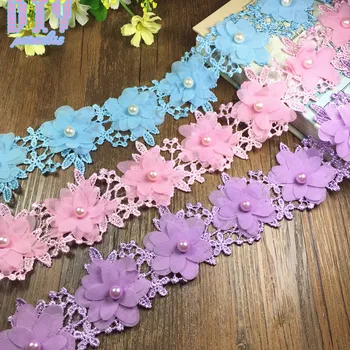 

15Yards Lotus flowers type Chiffon Lace Trim Wedding Dress Bridal Lace Fabric DIY Craft Clothes Hair Accessories