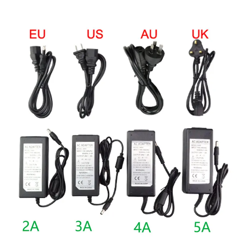 DC 5 V 24 V светодиодный Мощность адаптер 1A 2A 3A 4A 5A 6A 7A 8A светодиодный трансформаторы Светодиодные ленты Питание конвертер