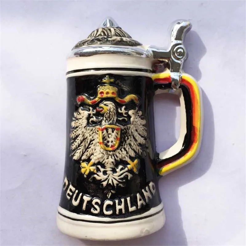 

Lychee Life 3D German Beer Mug Ceramic Refrigerator Sticker Creative Fridge Magnets Home Decoration Travel Souvenirs