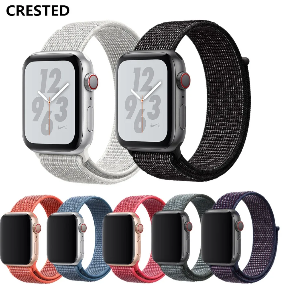 

CRESTED Sport loop band For Apple Watch 4 44mm 40mm Iwatch series 3 2 1 woven nylon breathable wrist bracelet lightweight belt
