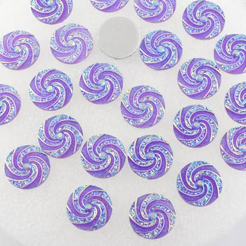 

BOLIAO 20Pcs 18mm (0.71In) Round Whirlwind Rhinestones AB Color Flatback Purple Resin For DIY Clothes Home Decor Crafts DIY