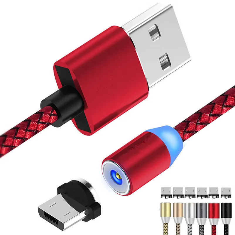

LED Magnetic Micro USB Cable 2.1A Nylon Braided Magnet Fast Charging Mobile Phone Charge Cable for Samsung Xiaomi Android Phones