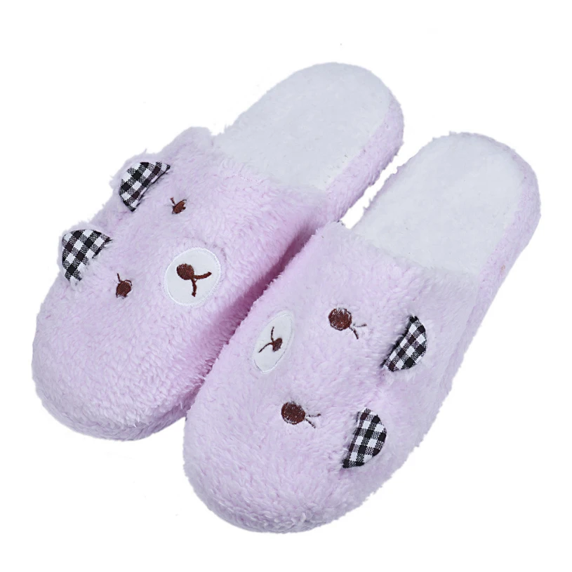 

2018 Fashion Pantufa Cartoon Bear Slippers Winter Warm Pantufas Plush Slippers Soft Sole Indoor Home Shoes Women Men House Shoes