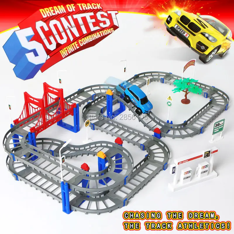 

88pcs Two-layer DIY Electric Rail Track Roller Coaster Model Slot Cars 5 contest infinite combinations Educational toys for kid