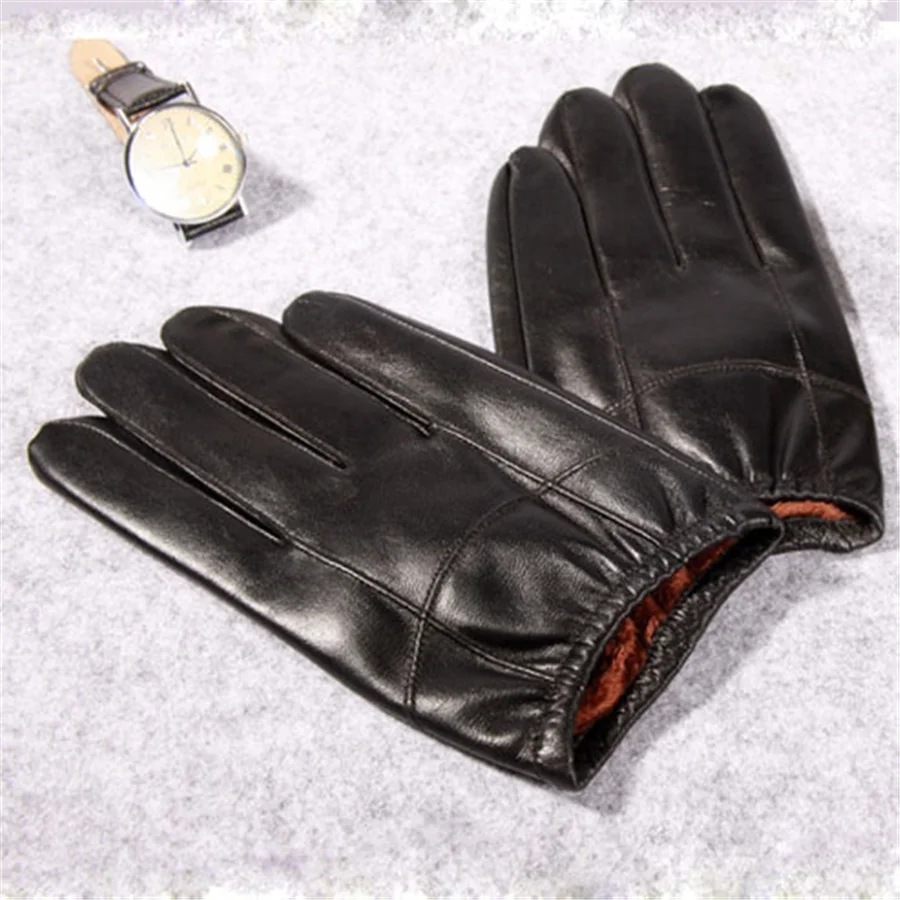Buy Black Genuine Leather Gloves Men'S High Quality