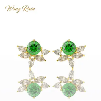 

Wong Rain Romantic Cute 100% 925 Sterling Silver Emerald Gemstone Diamonds Plant Earrings Ear Studs Women Fine Jewelry Wholesale