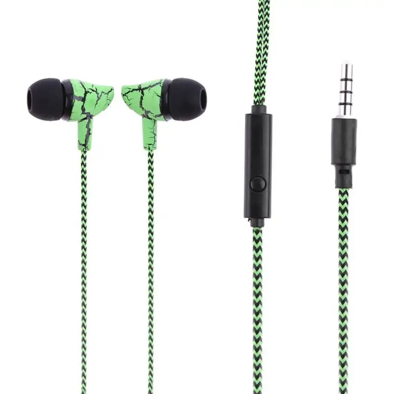 Нейлоновые плетеные наушники-вкладыши с усиленной басовой линией управления Crackle стерео наушники с микрофоном для iphone 6 xiaomi наушники - Цвет: Зеленый