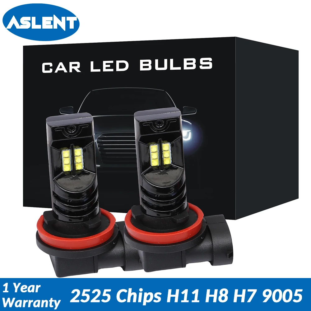 

ASLENT 2pcs Fog Light LED Bulbs H11 H8 H9 H7 H4 HB3 HB4 9005 9006 Auto lights Accessories Car Driving DRL Lamp 6500k White 12V