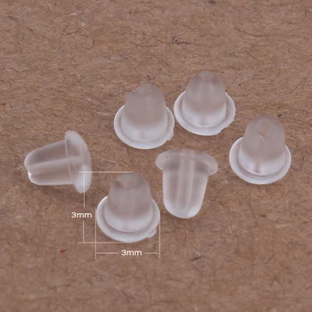 

YYW 200pcs Earrings Jewelry Accessories Clear Silicone Barrel Bullet Plastic Rubber Ear Plugging Earring back Earstud Findings