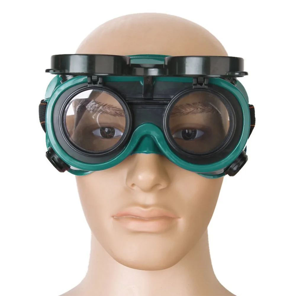 Unisex Welding Goggles Green Flip Up Lens Eye Glasses Darken Cutting